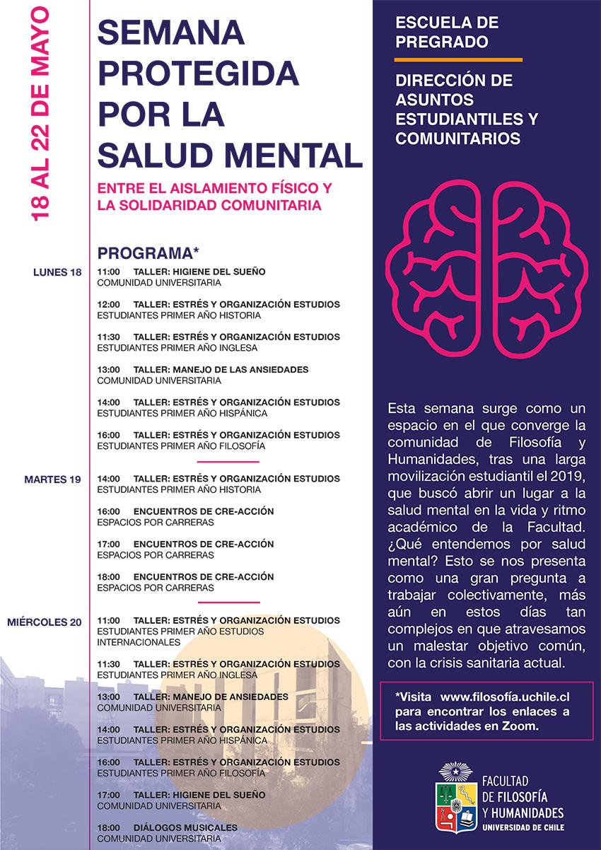 Facultad de Filosofía y Humanidades organizará semana protegida por la salud mental