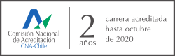 Carrera acreditada por 2 años hasta octubre de 2020, impartida en Santiago, en jornada diurna y modalidad presencial. Comisión Nacional de Acreditación.